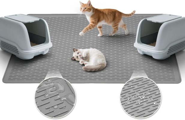 Colewin Cat Litter Mat,Waterproof Soft Litter Mat,39x27in Large Rubber Litter Box Mat,Washable Cat Litter Mat Litter Trapping Mat Easy to Clean,Indoor Floor Xl Kitty Litter Mat